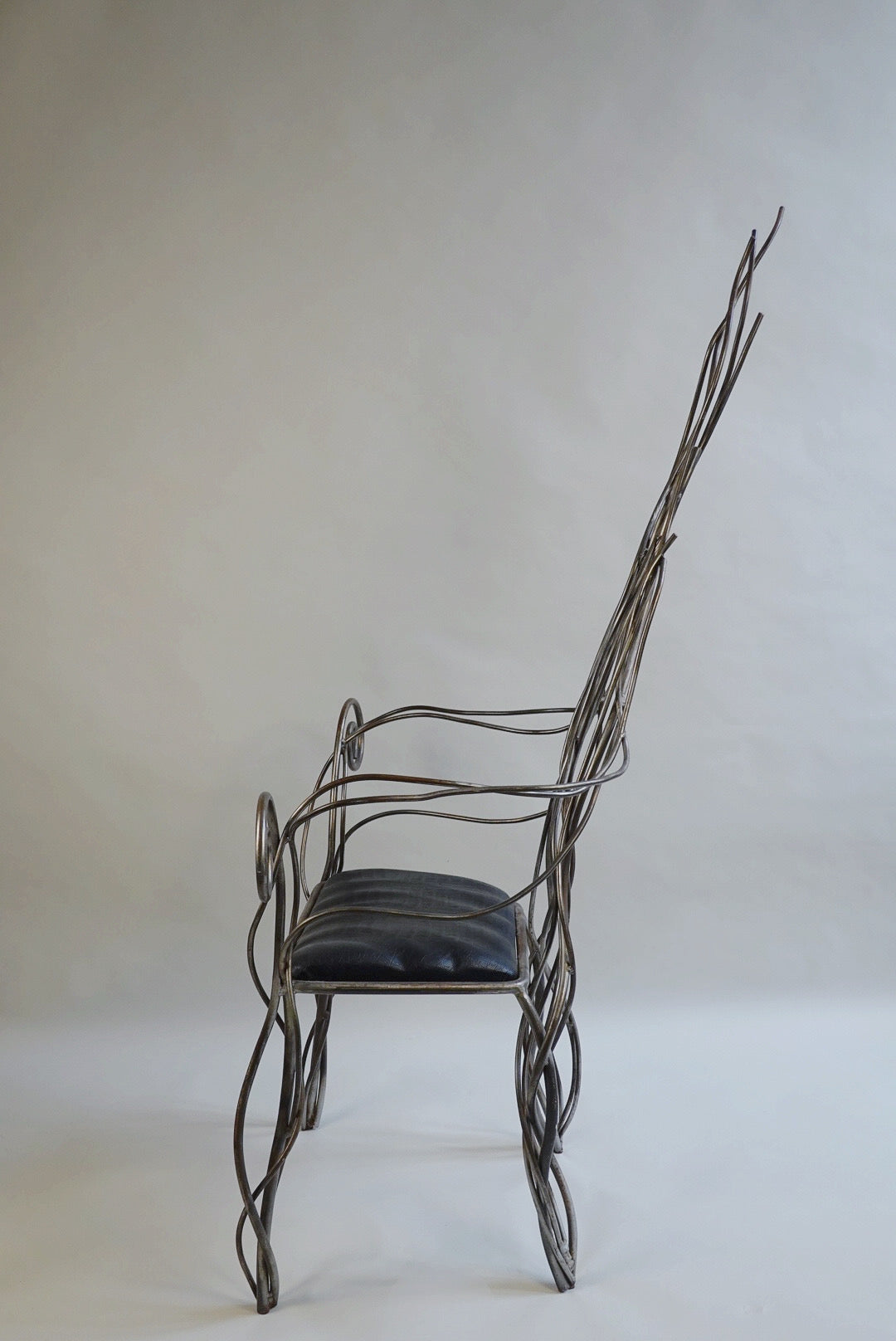 Iron High Back Chair in the manner of André Dubreuil c.1990's