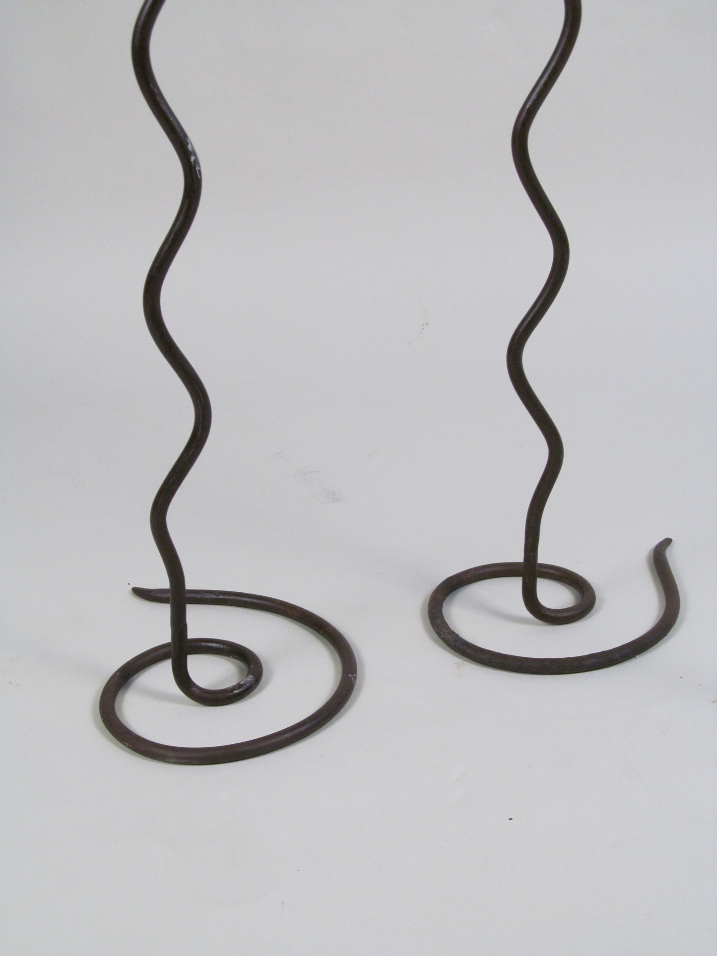 Set of Three Sculptural Iron Candleholders
