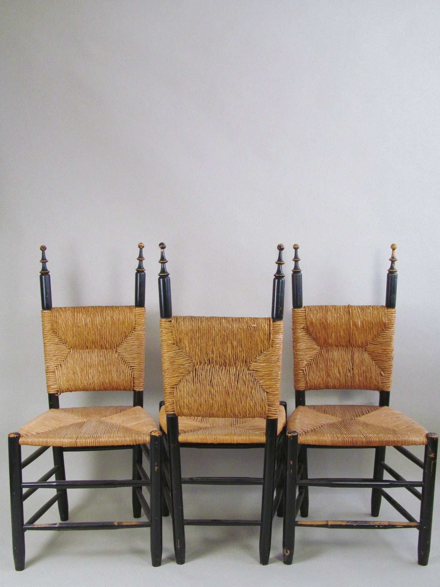 Set of Four European Rush-Back Chairs c.1950.