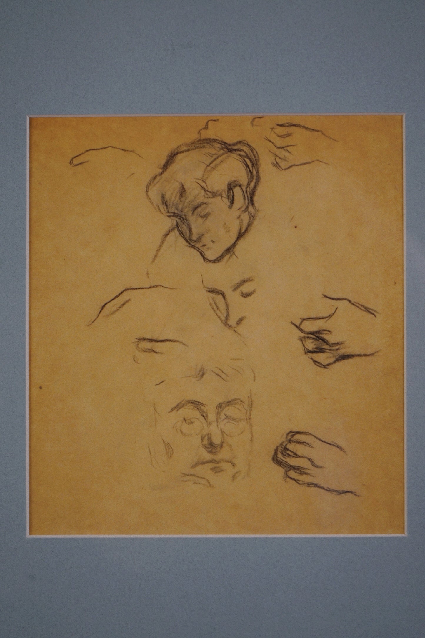 Sir Walter Westley Russell (British, 1867–1949)Two Pencil Studies: Cats and Sleeping Man early 20th century
