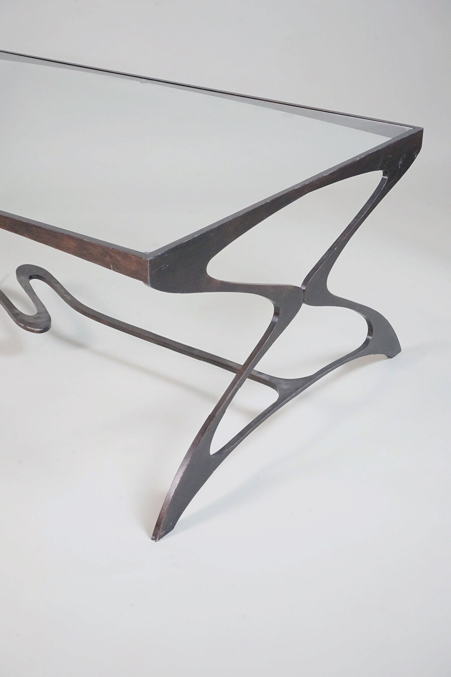 Sculptural Iron & Glass Coffee Table Late 20th Century