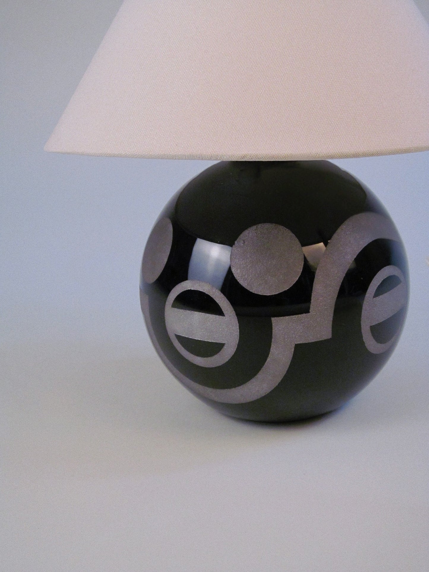 French Art Deco Glass and Metal Table Lamp,