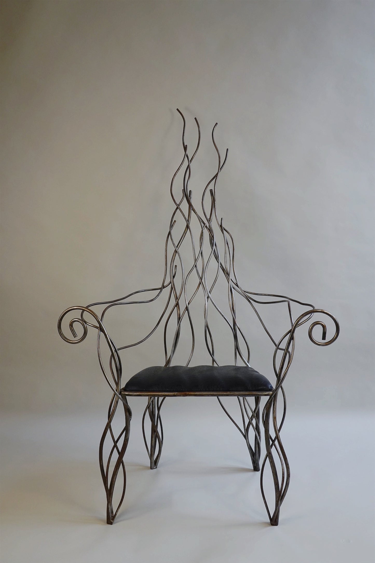 Iron High Back Chair in the manner of André Dubreuil c.1990's