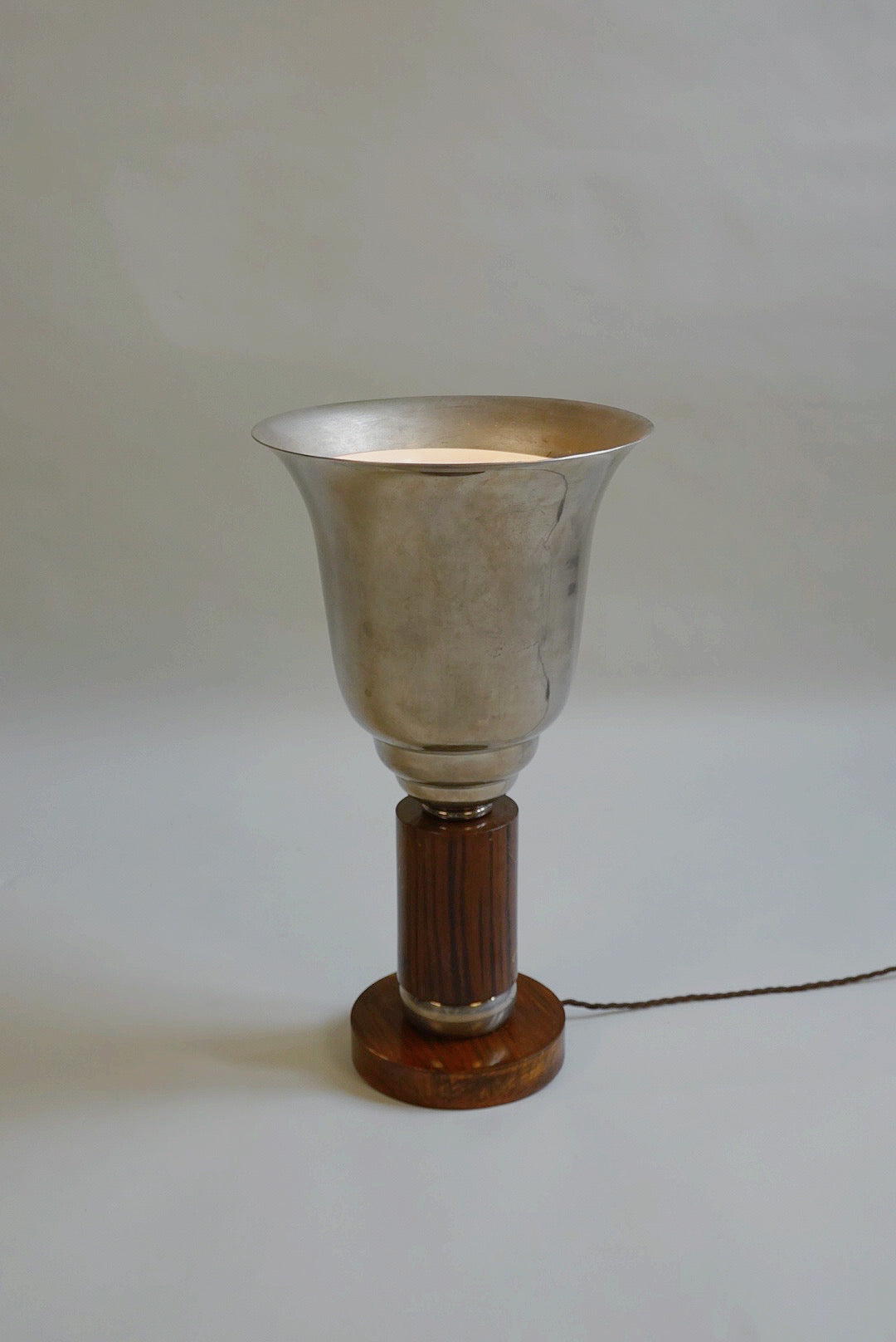 Art Deco Uplighter in Chrome and Wood, c.1930