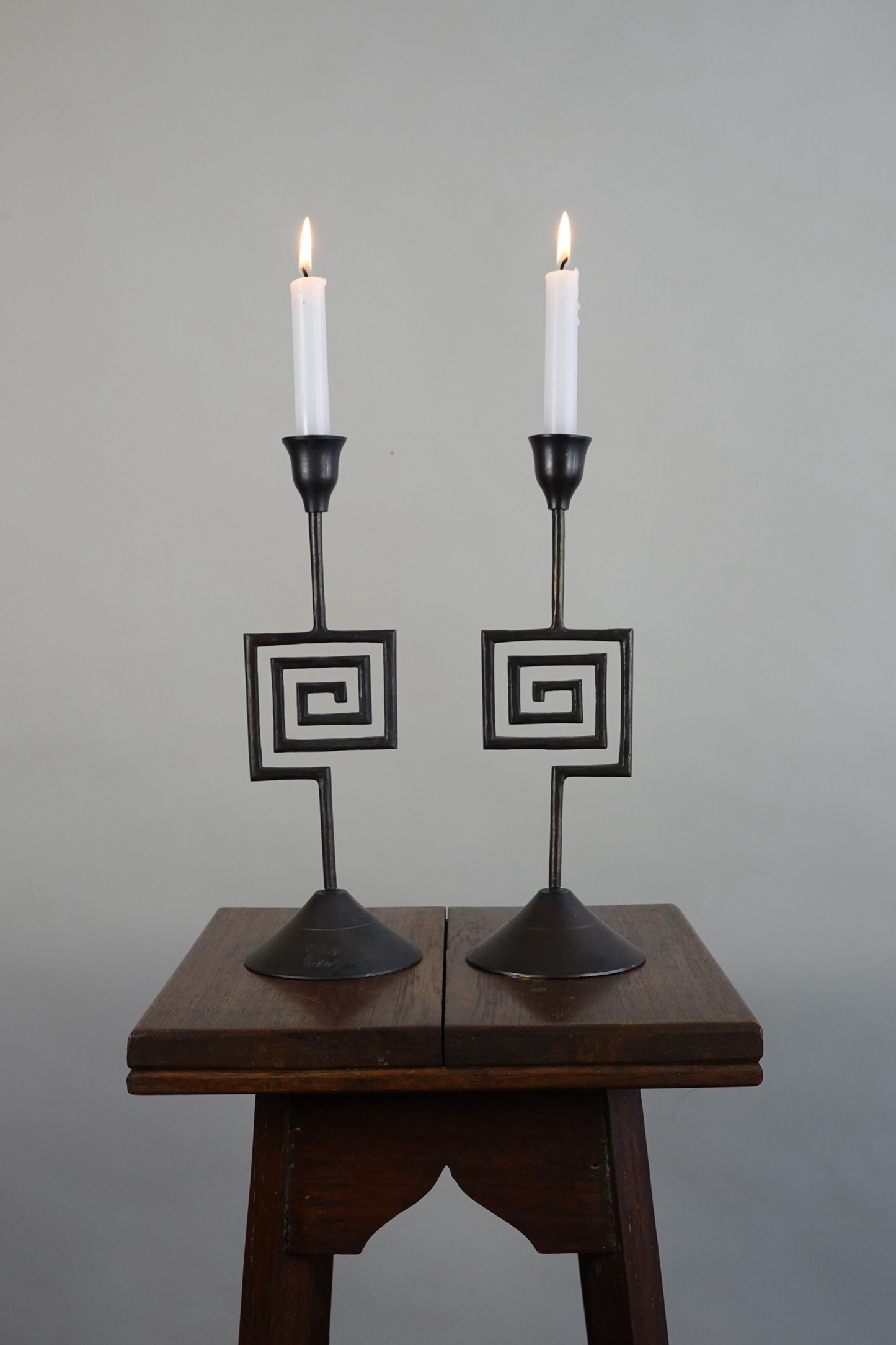 Pair of Geometric Candleholders