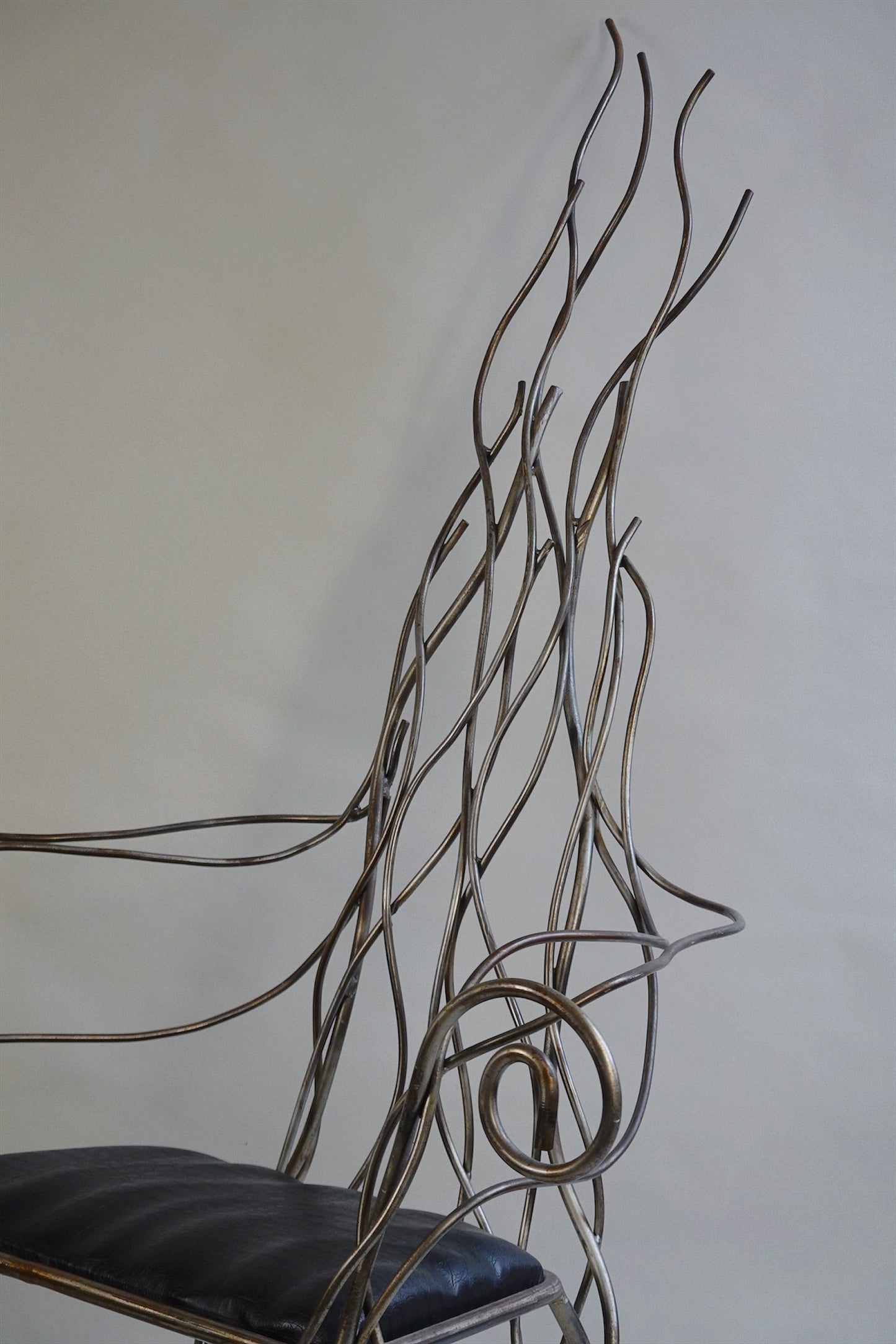 Iron High Back Chair in the manner of André Dubreuil c.1990's