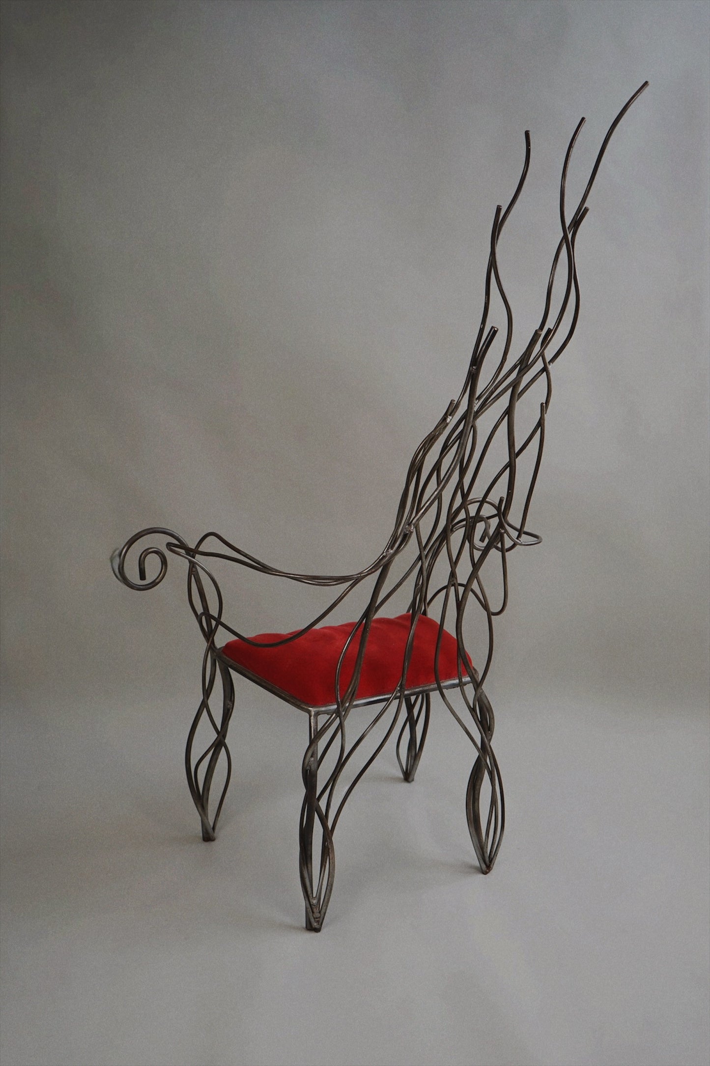 Iron High Back Chair in the manner of André Dubreuil c.1990's