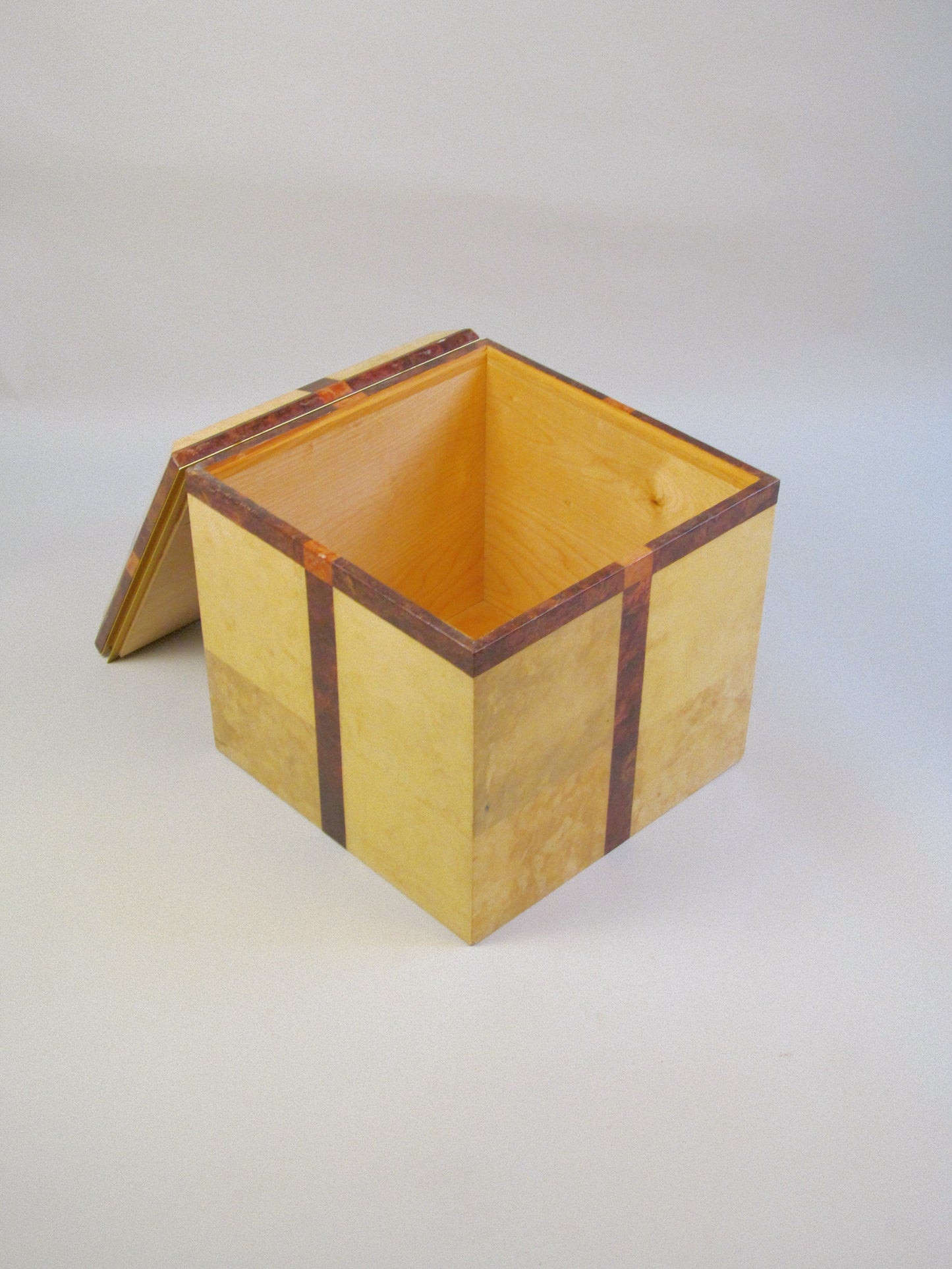 Lacquered Parchment and Walnut Cube, c.1980