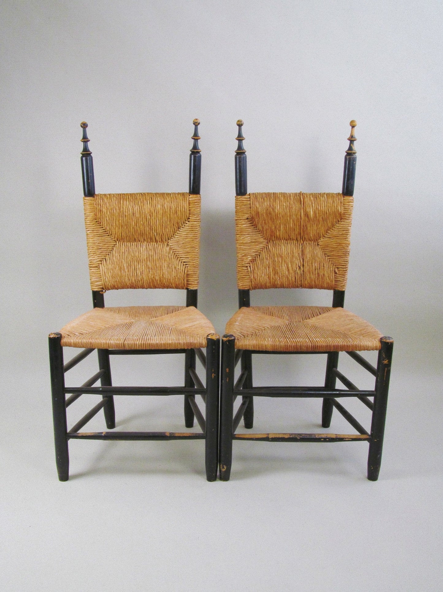 Set of Four European Rush-Back Chairs c.1950.