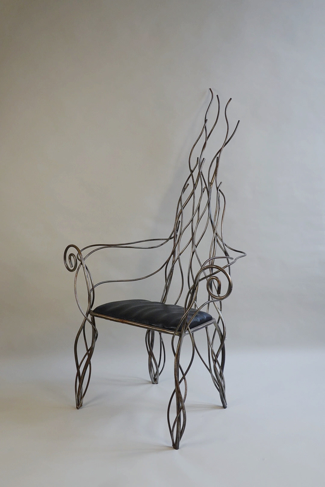 Iron High Back Chair in the manner of André Dubreuil c.1990's