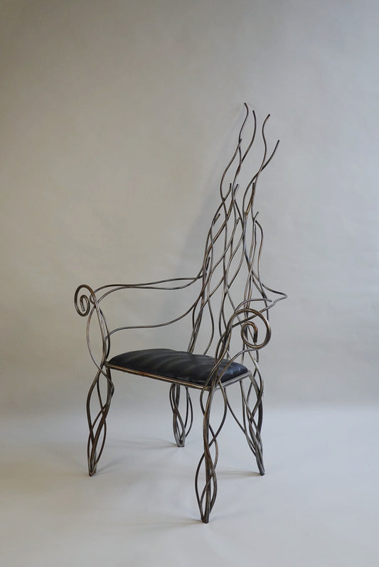 Iron High Back Chair in the manner of André Dubreuil c.1990's