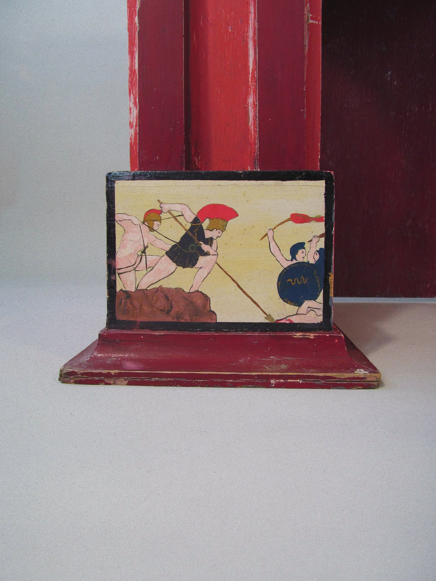 Architectural Console with Gladiatorial Frieze and Painted Classical Figures