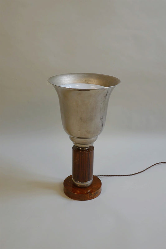 Art Deco Uplighter in Chrome and Wood, c.1930