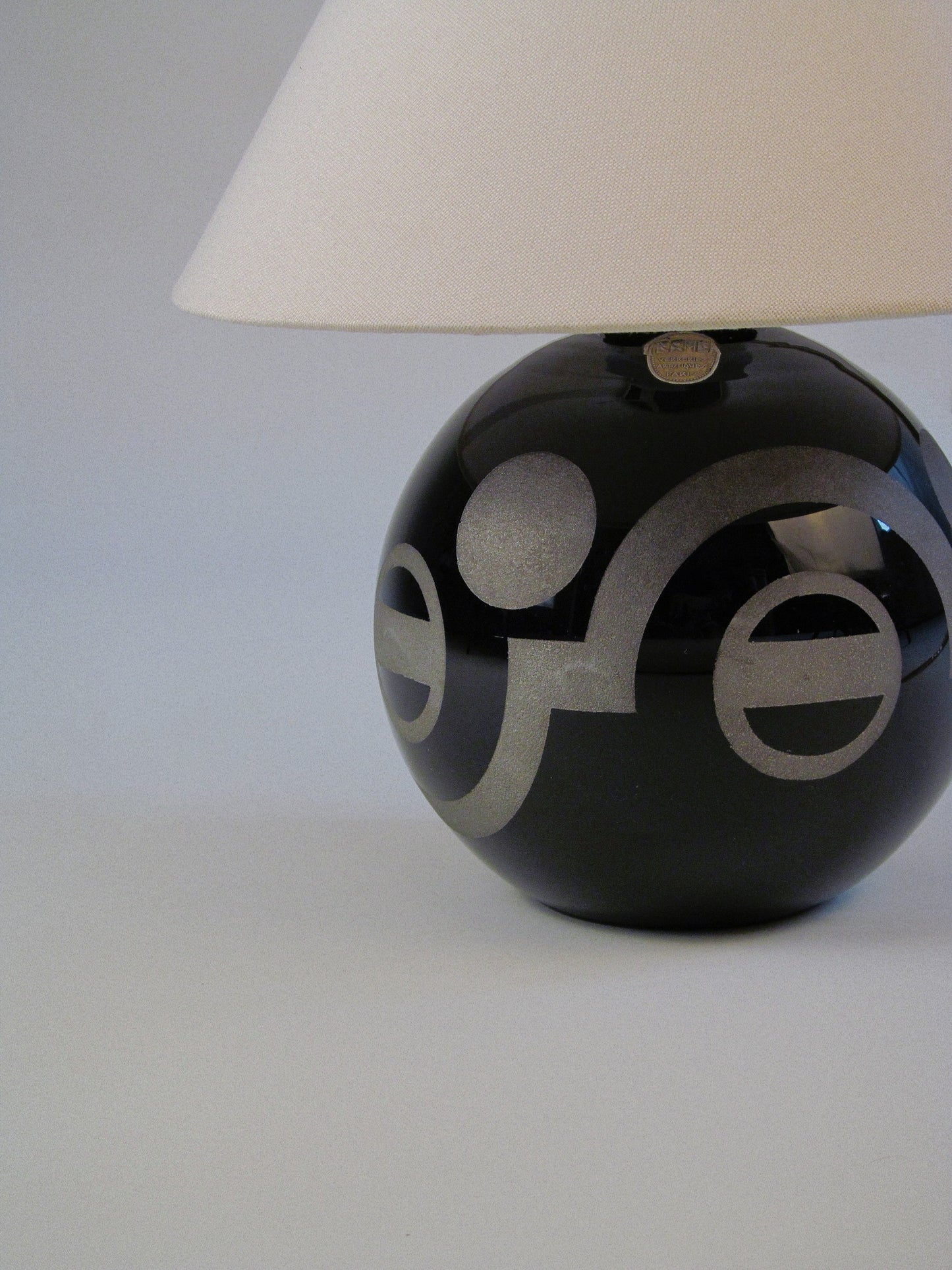 French Art Deco Glass and Metal Table Lamp,