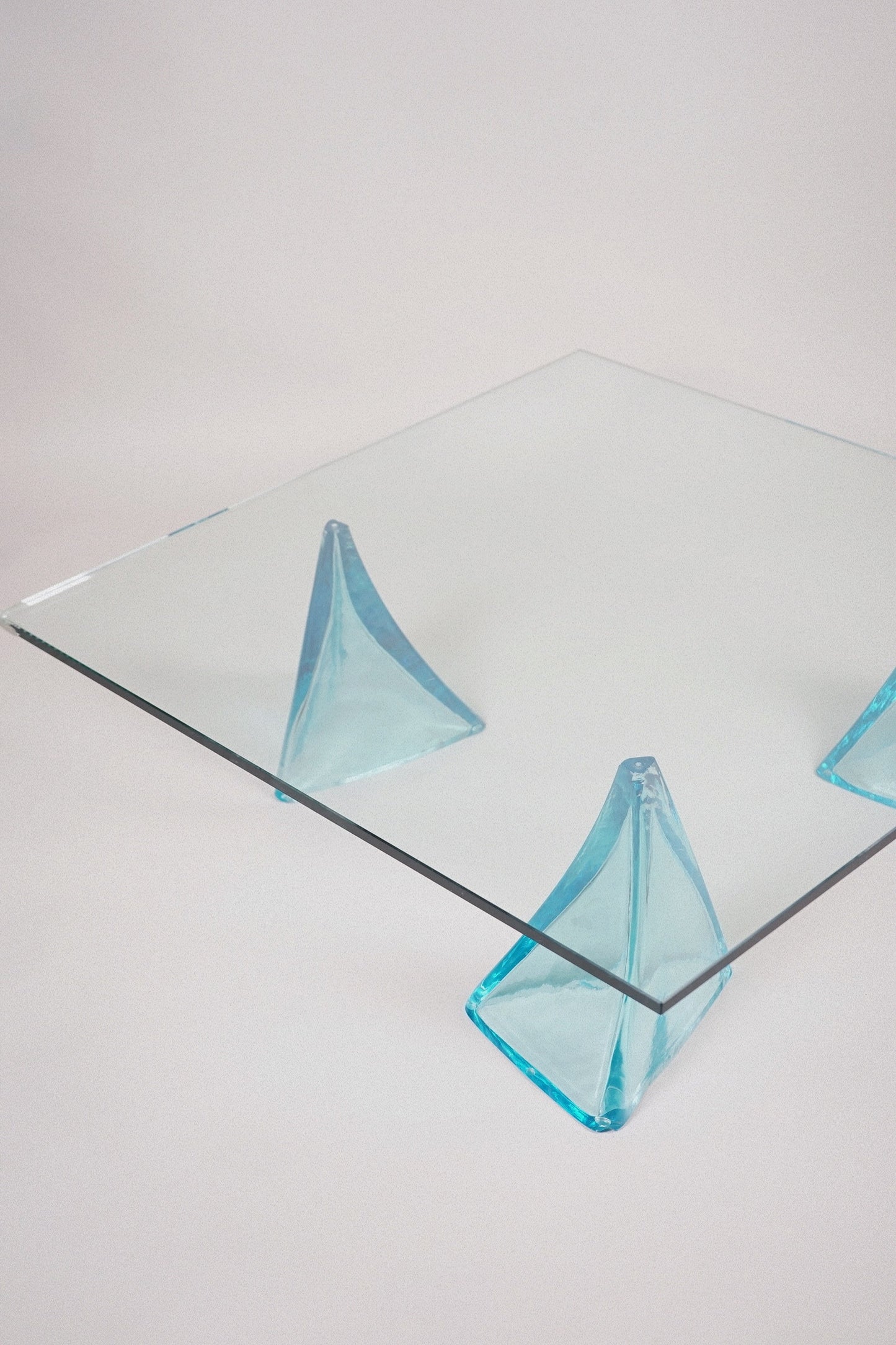 Glass Coffee Table with Sculptural Blue Glass Supports, c.1980s–1990s