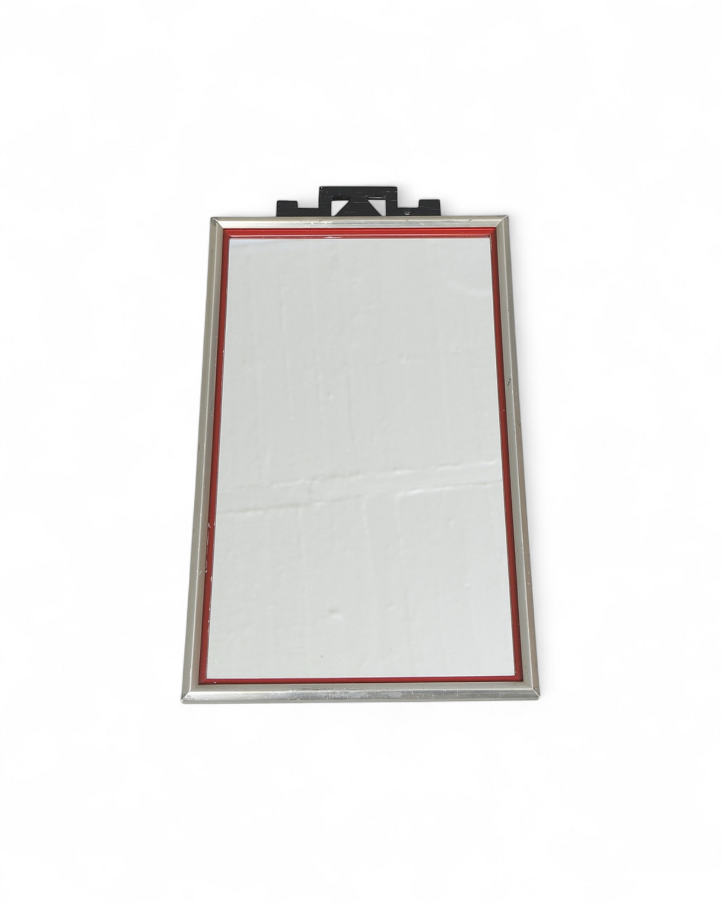 Art Deco Wall Mirror with Red Liner, c.1930