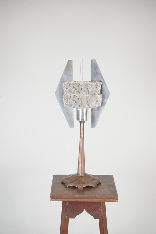 Copper Lamp c.1920 with Later Glass Shade