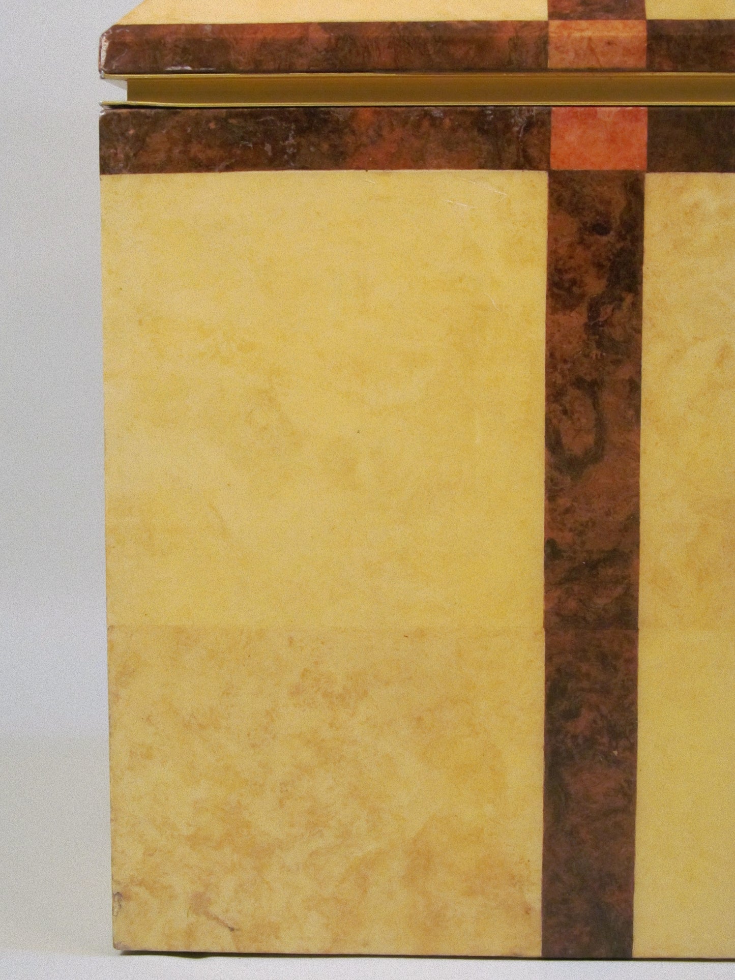 Lacquered Parchment and Walnut Cube, c.1980