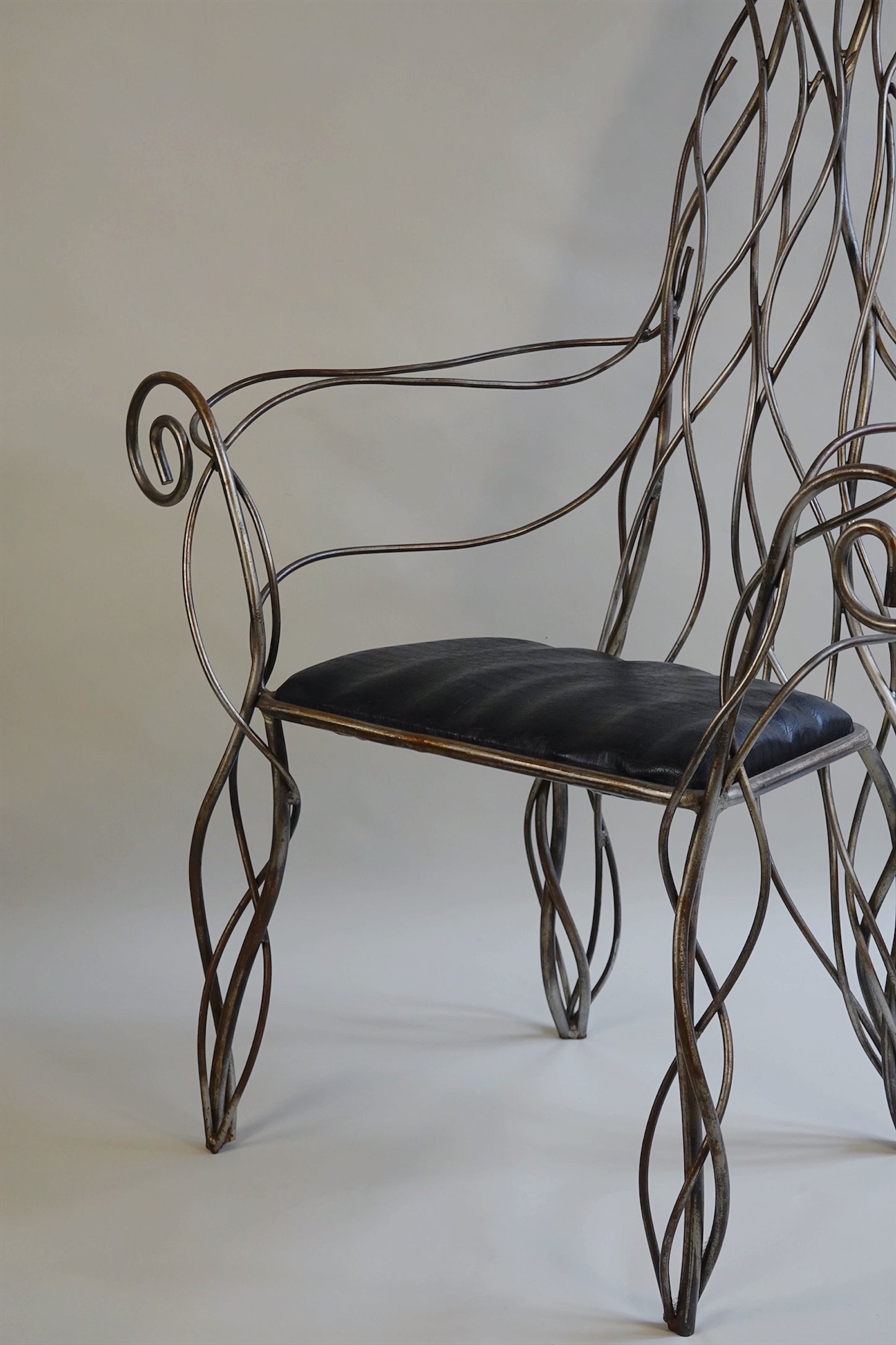 Iron High Back Chair in the manner of André Dubreuil c.1990's