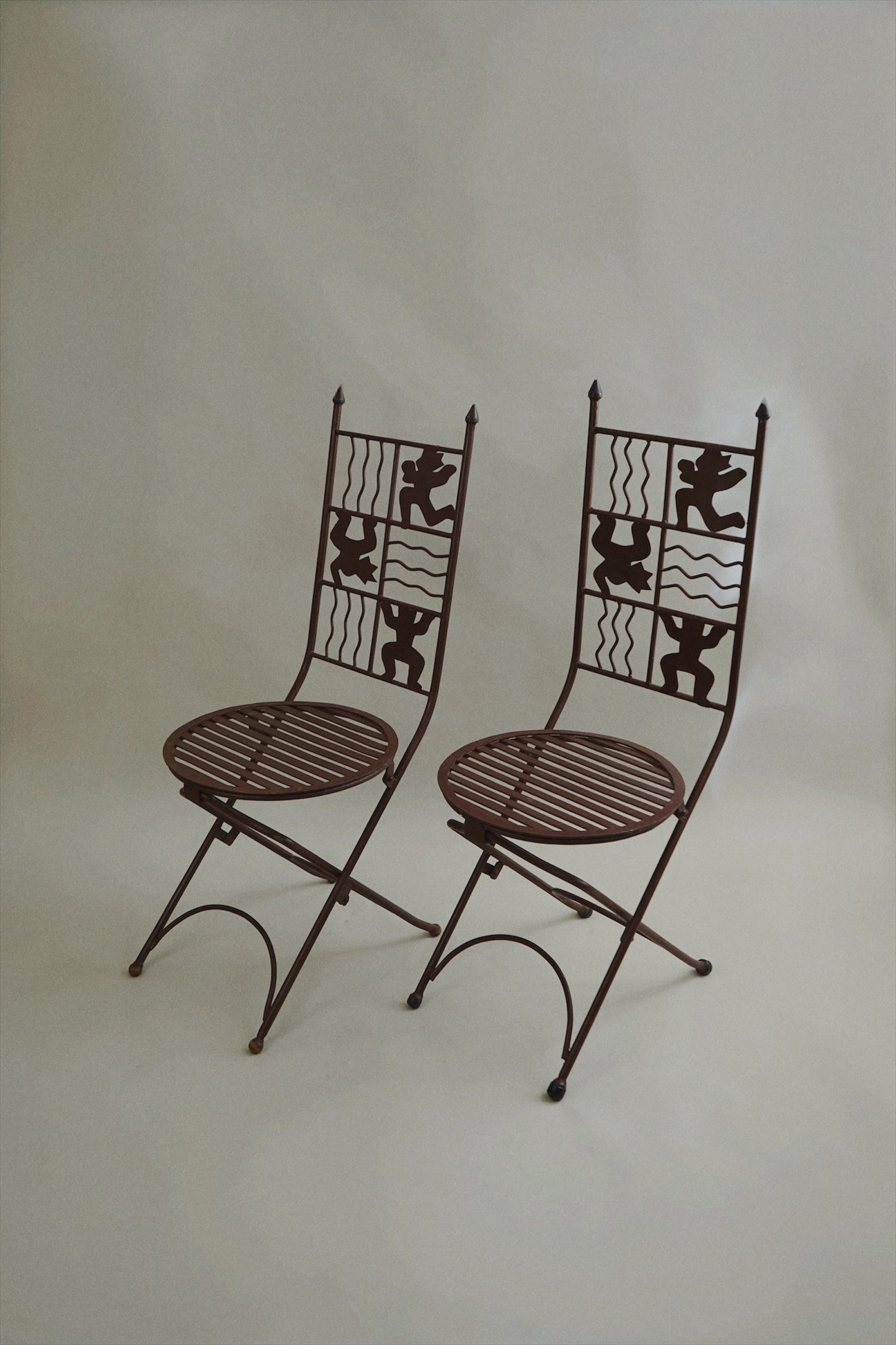 Iron Chair with Stylised Figures c.1980