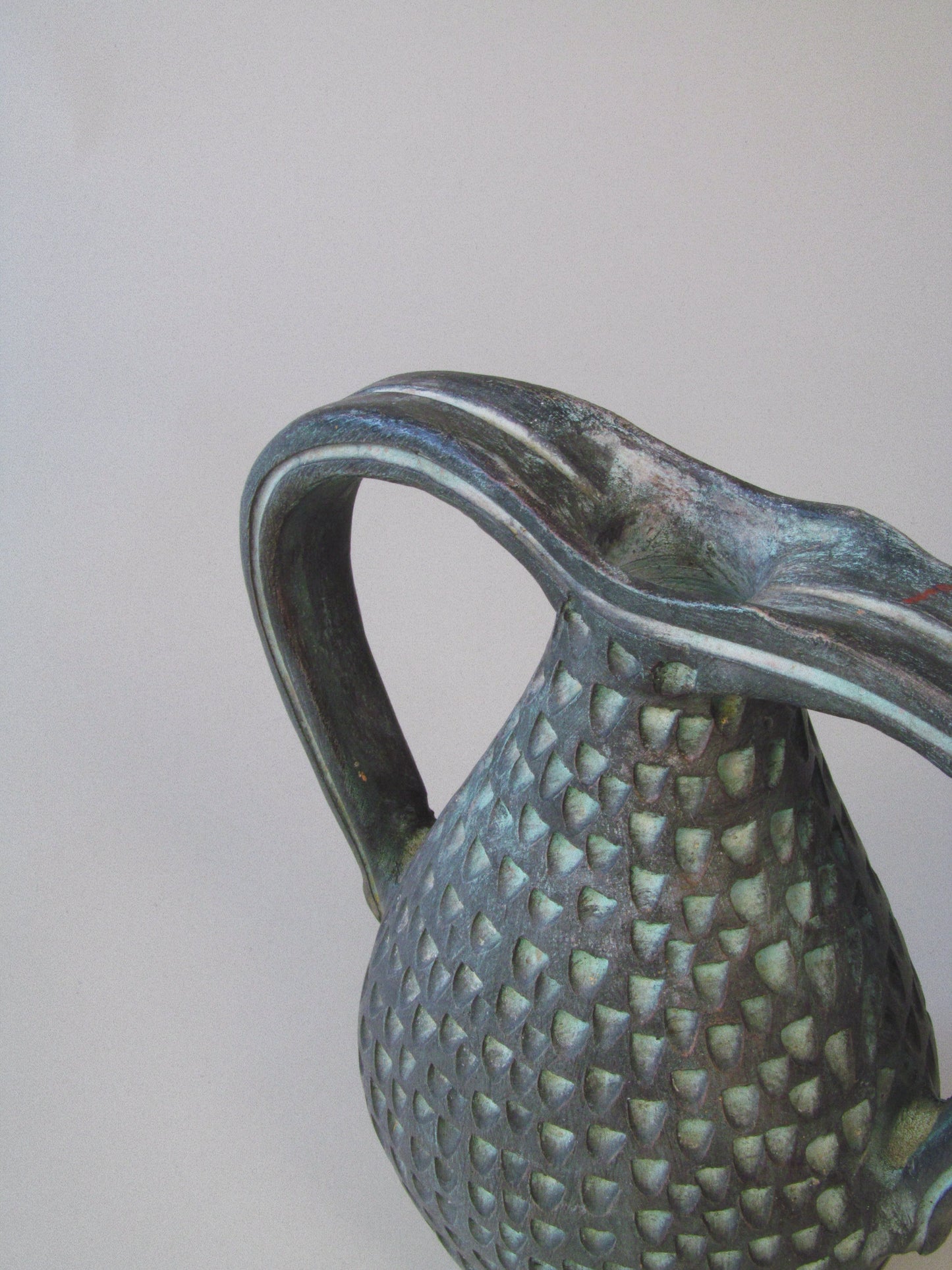 Verdigris-Glazed Ceramic Amphora