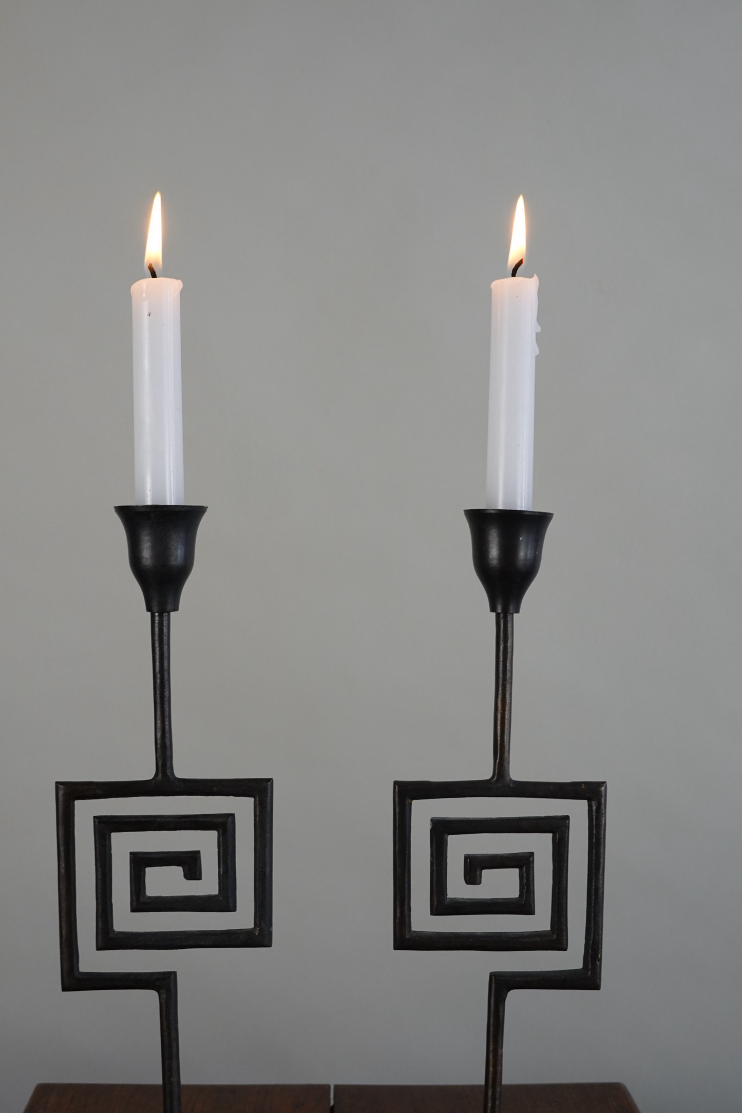 Pair of Geometric Candleholders