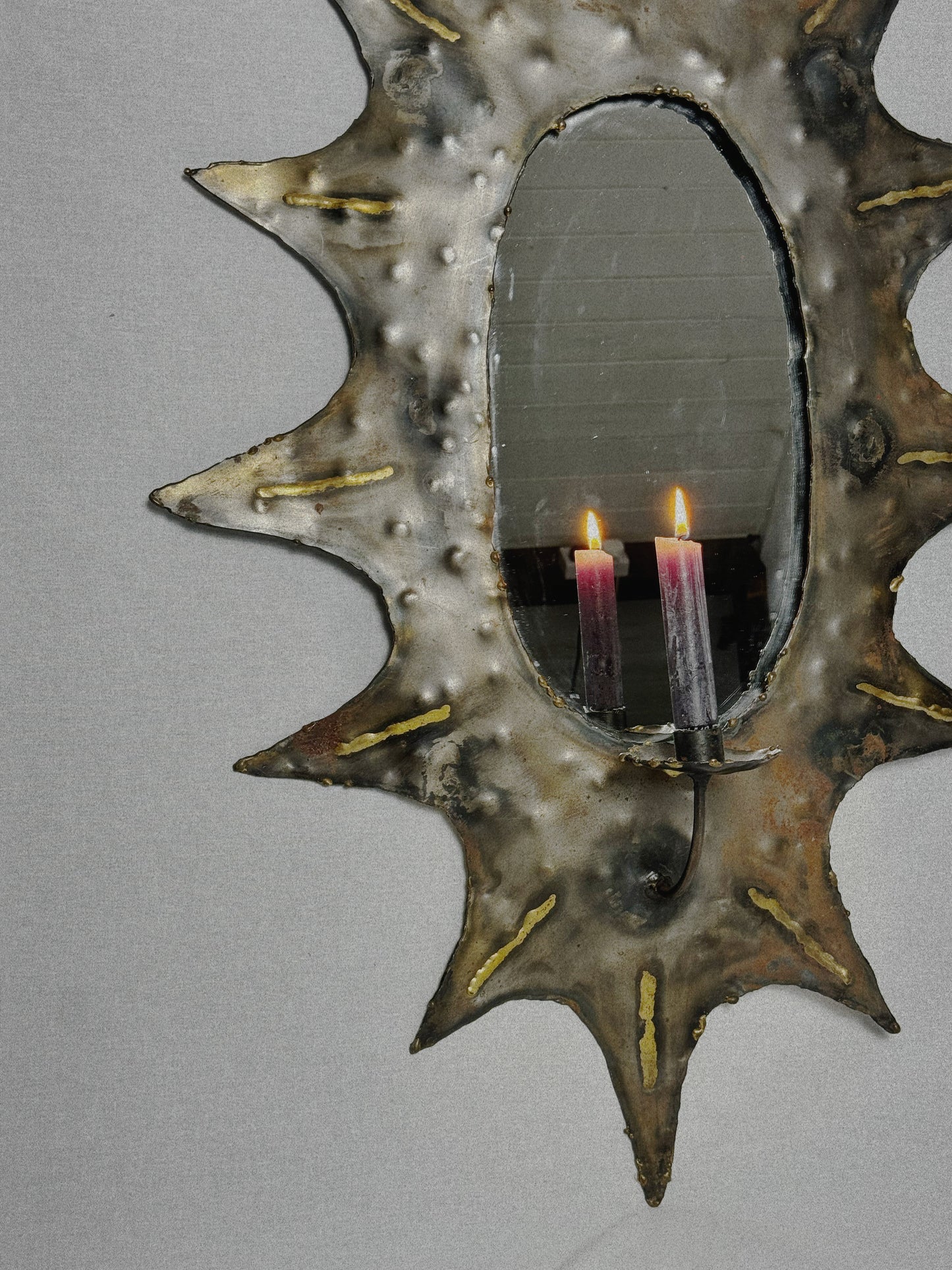 Torched Steel Sconce Mirror