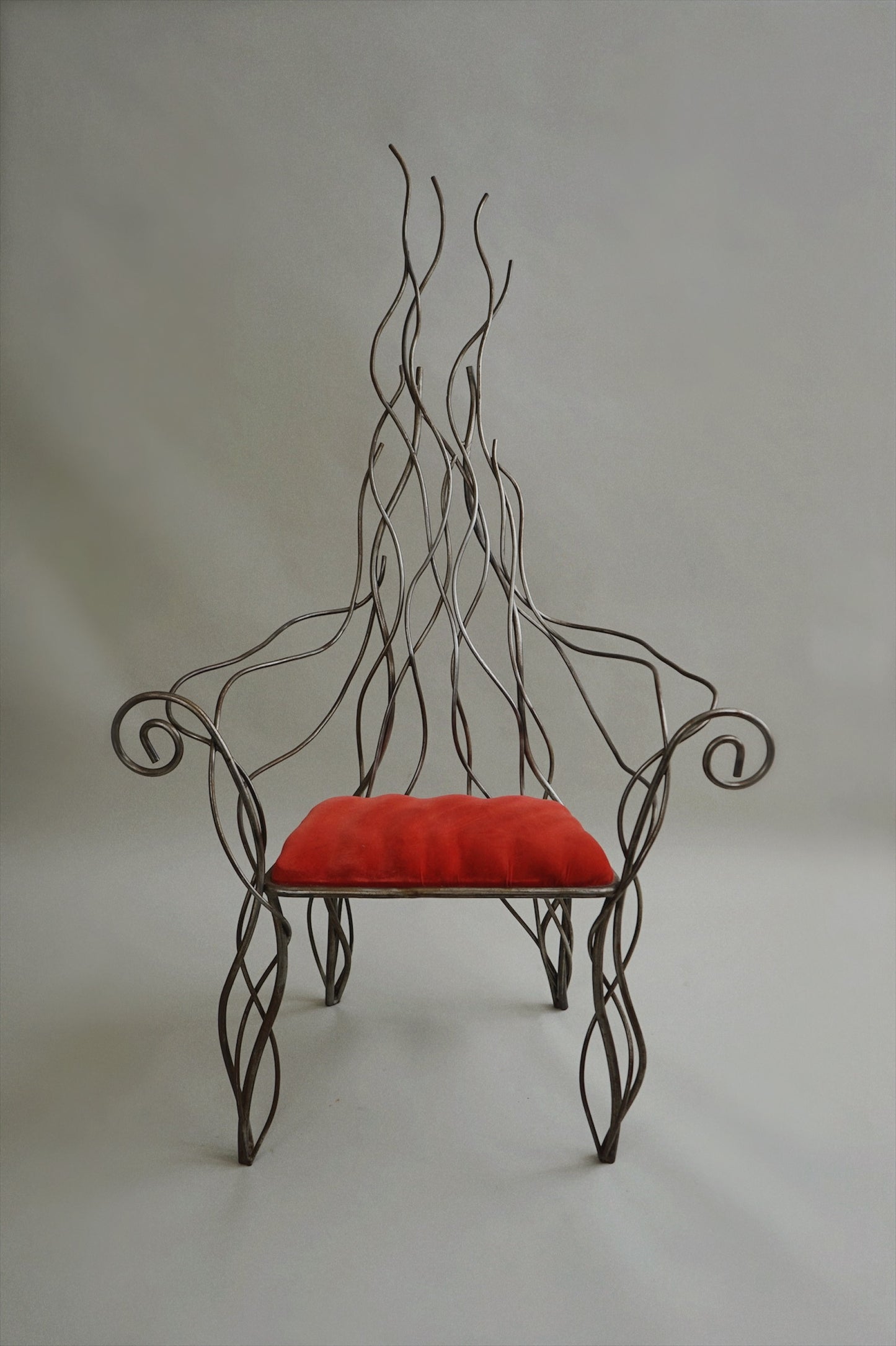 Iron High Back Chair in the manner of André Dubreuil c.1990's
