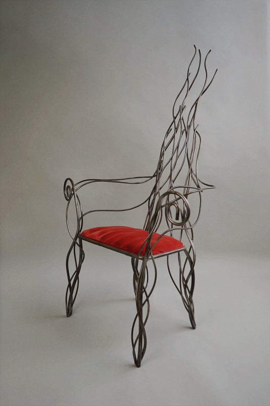 Iron High Back Chair in the manner of André Dubreuil c.1990's