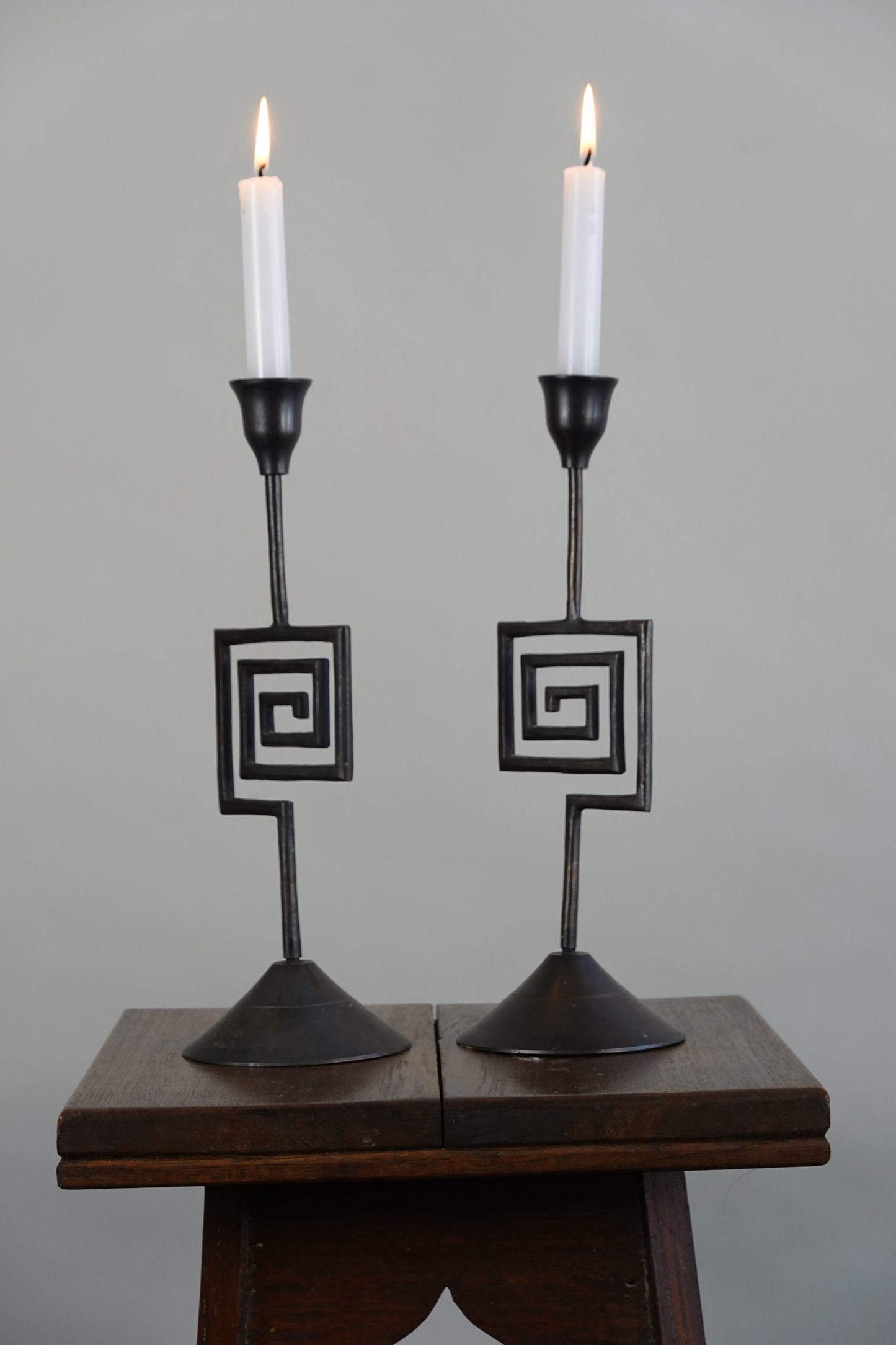 Pair of Geometric Candleholders