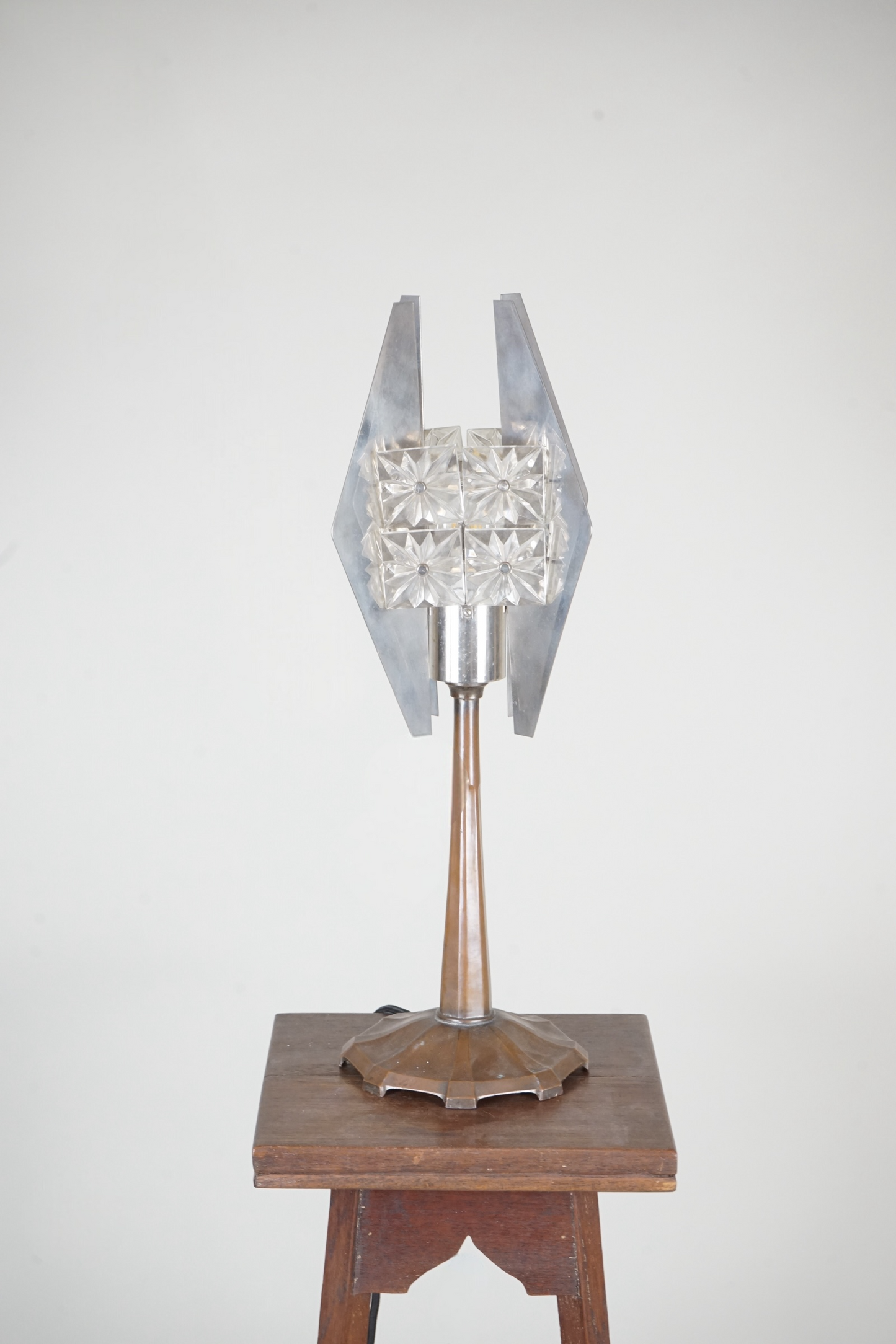 Copper Lamp c.1920 with Later Glass Shade