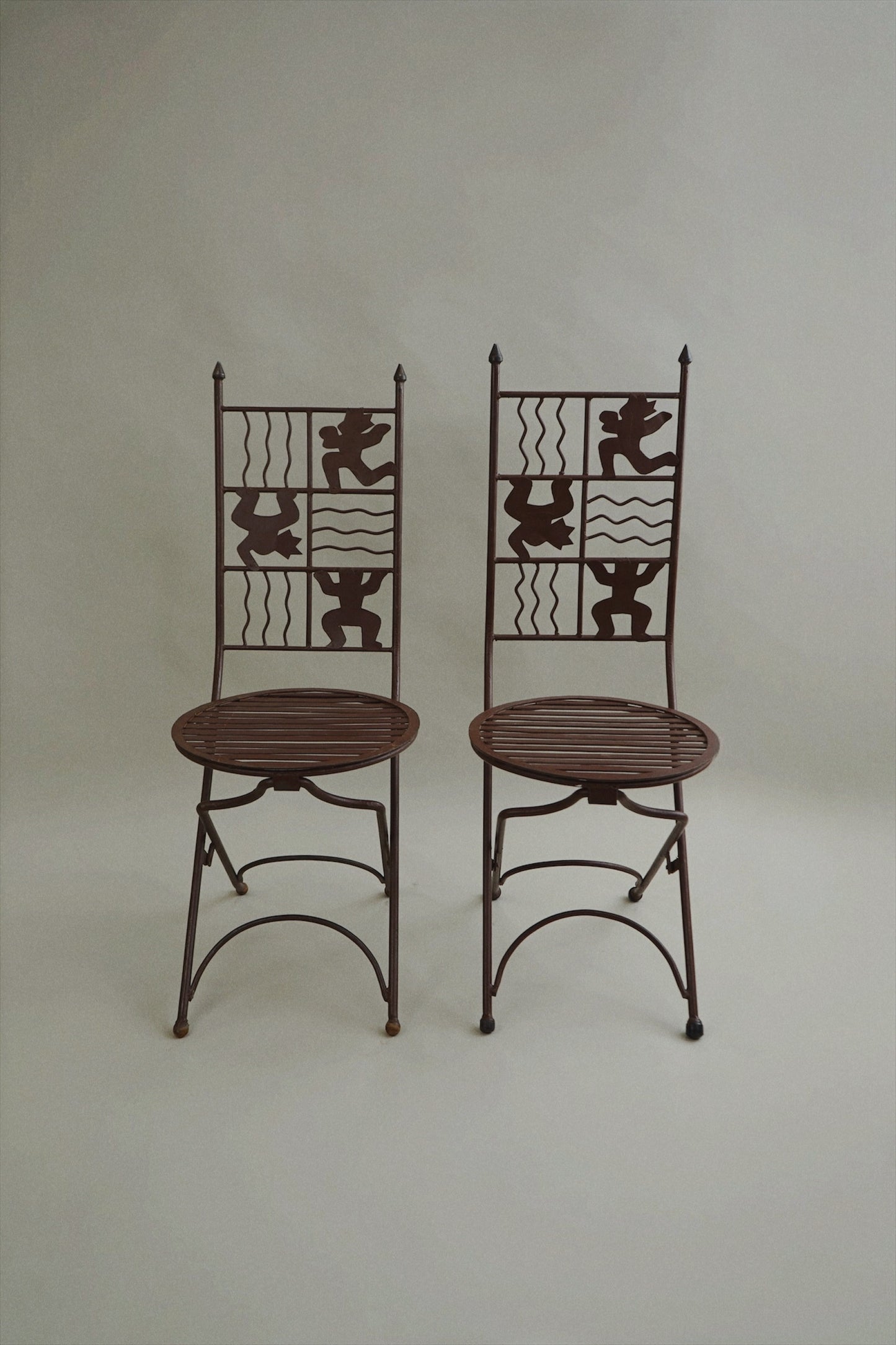 Iron Chair with Stylised Figures c.1980