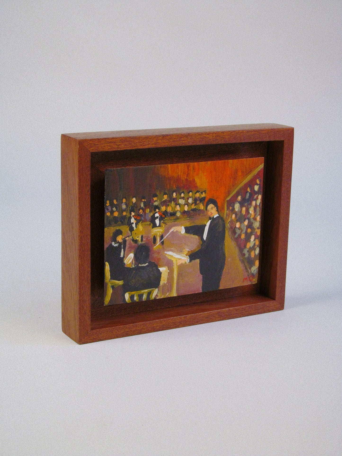 ‘Concert Scene’, signed MQ, c.1970 Gouache on board, framed