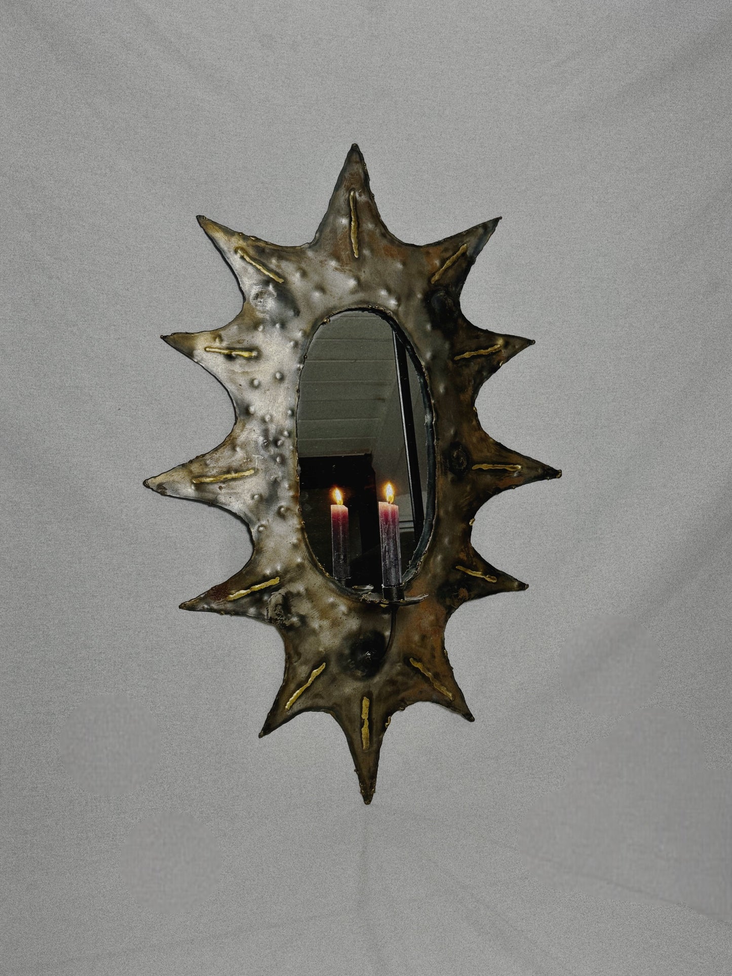 Torched Steel Sconce Mirror