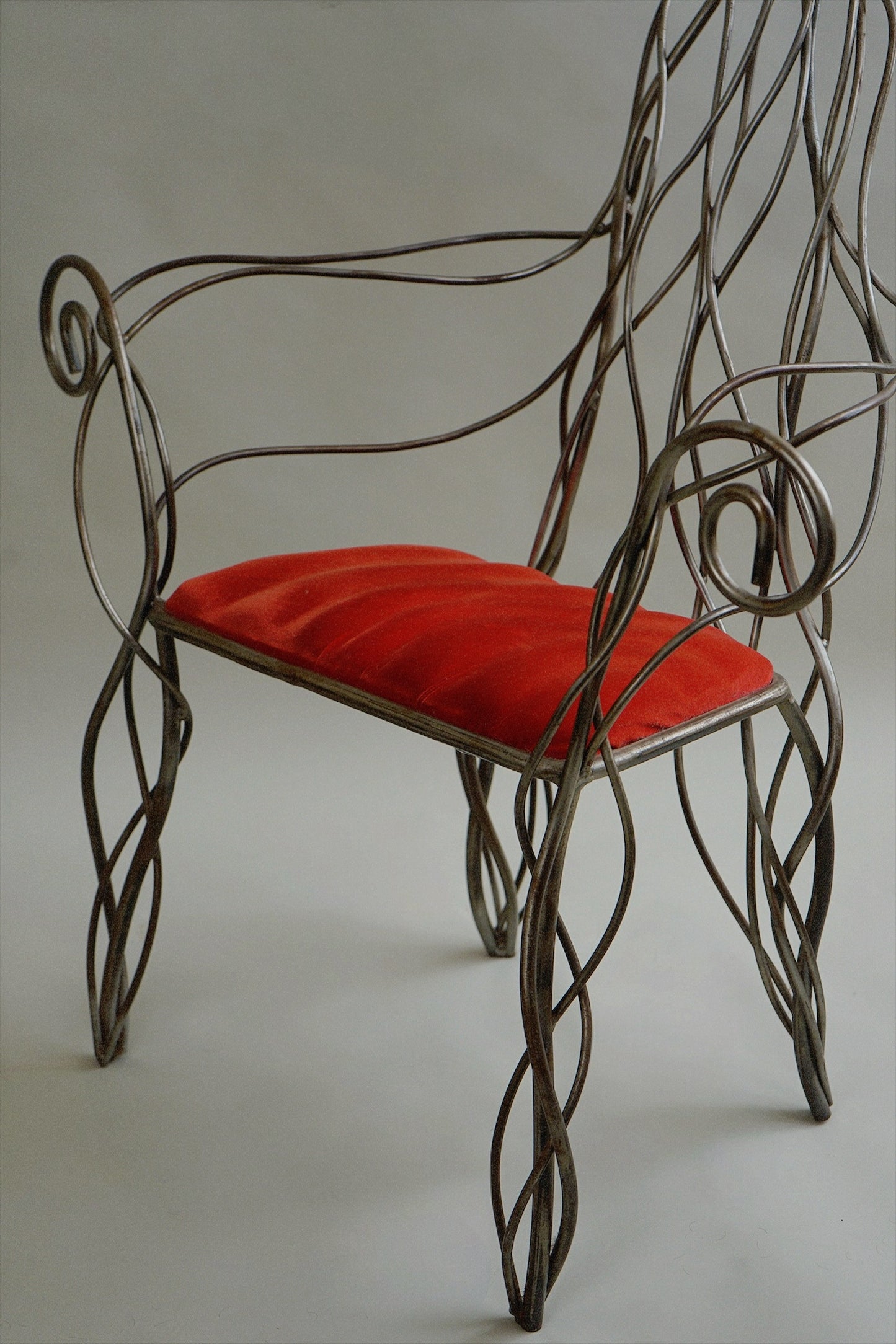 Iron High Back Chair in the manner of André Dubreuil c.1990's
