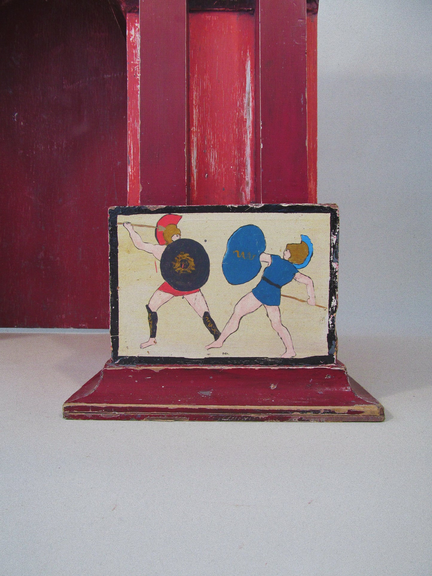 Architectural Console with Gladiatorial Frieze and Painted Classical Figures