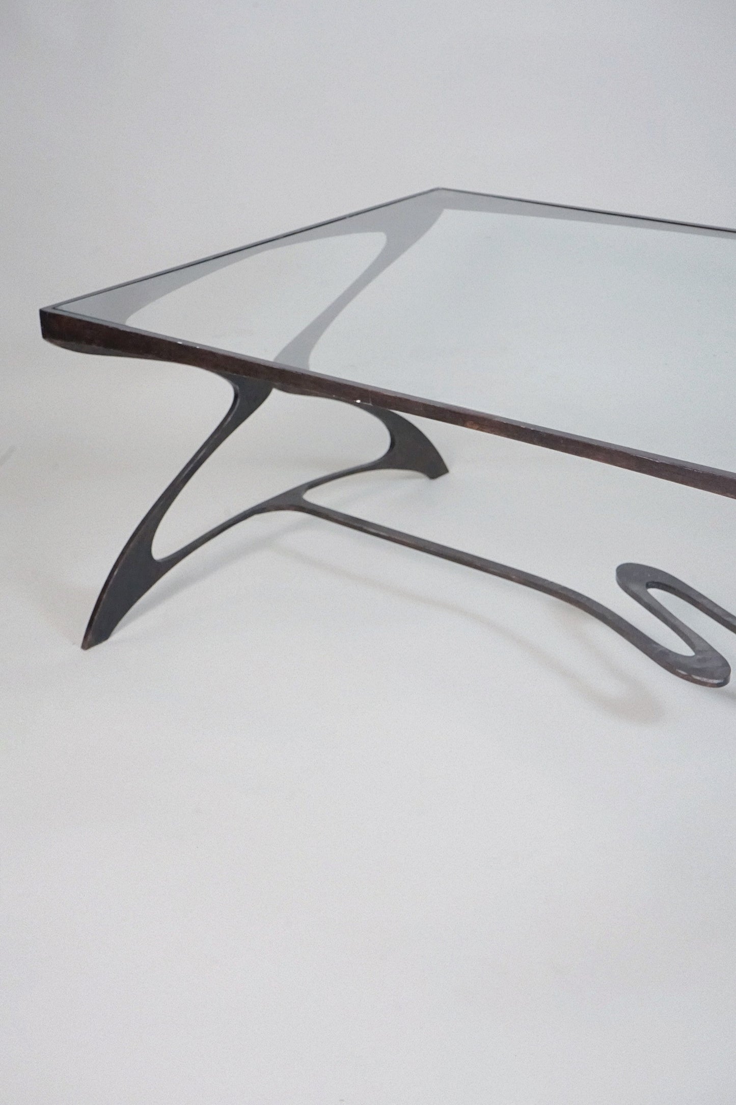 Sculptural Iron & Glass Coffee Table Late 20th Century