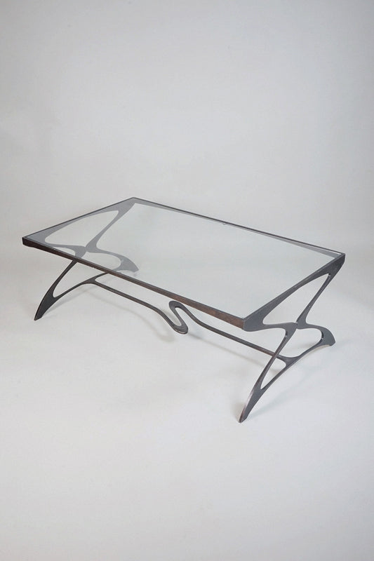 Sculptural Iron & Glass Coffee Table Late 20th Century